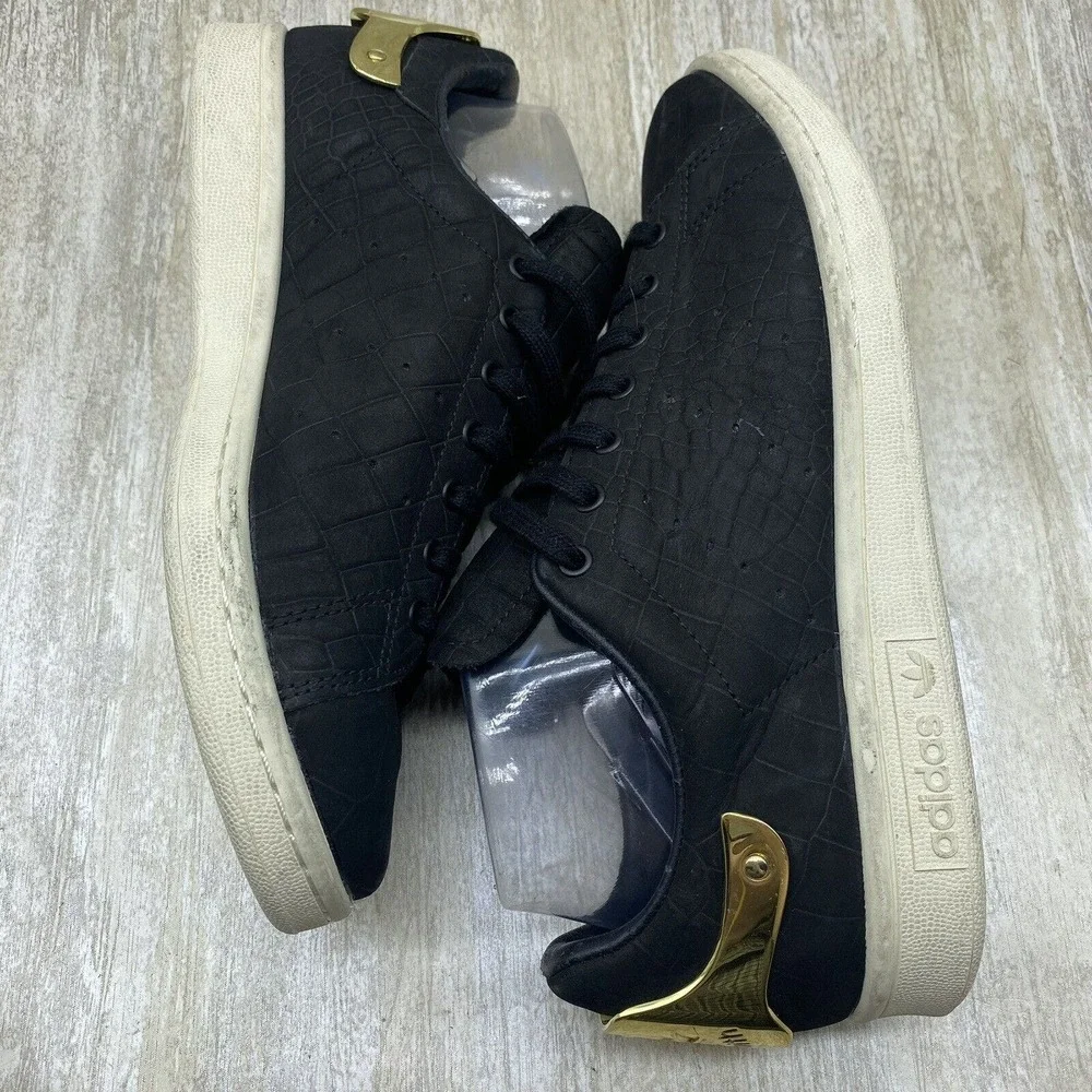 Adidas Stan Smith LIMITED Metal Plate Black Leather Croc s82482 Sneakers Shoes 7